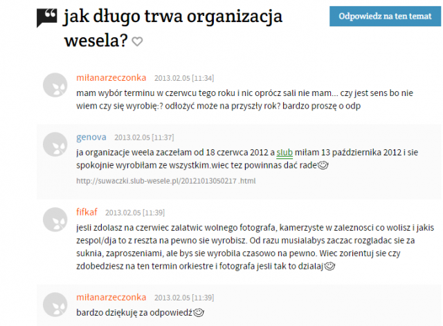 organizacja wesela - forum ślubne