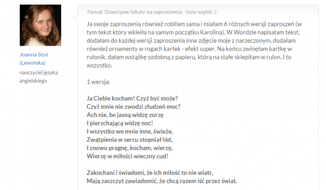 tekst zaproszeń ślubnych - screen - wesele.com.pl